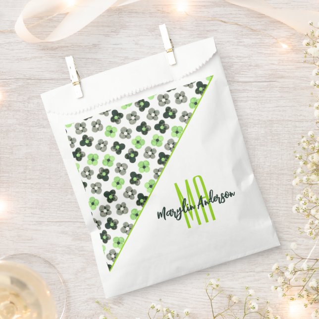 AGENDER FLORAL PATTERN LGBTQ CUSTOM MONOGRAM FAVOR BAG (Clipped)