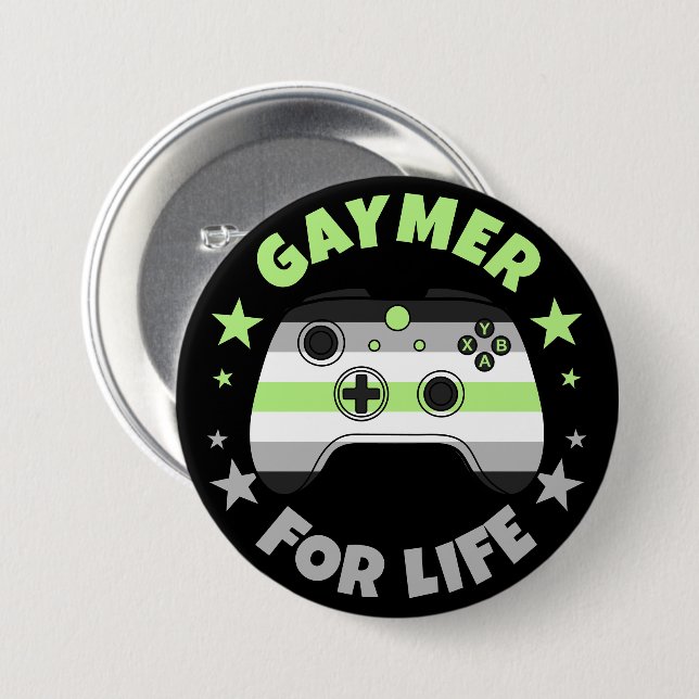 Agender Gaymer For Life Video Game Controller Button (Front & Back)