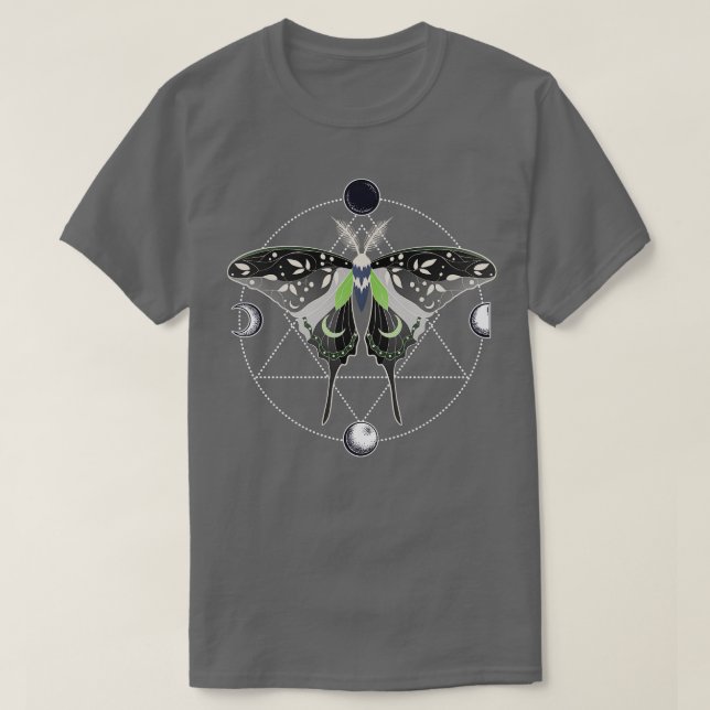 Agender Luna Moth Celestial  LGBT Pride Flag T-Shirt (Design Front)