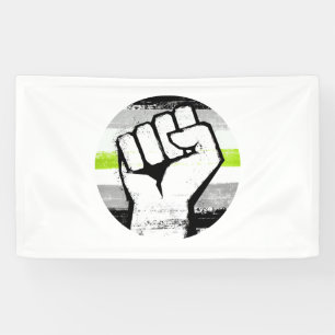 Agender Pride Fist Circle Print Banner