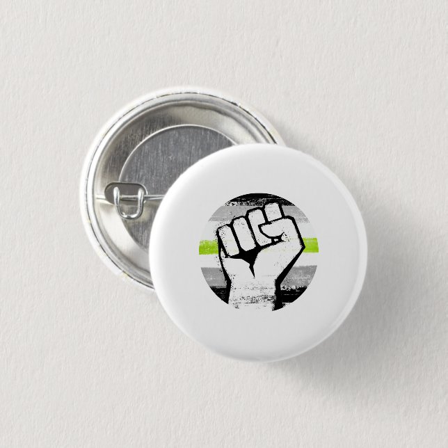 Agender Pride Fist Circle Print Button (Front & Back)