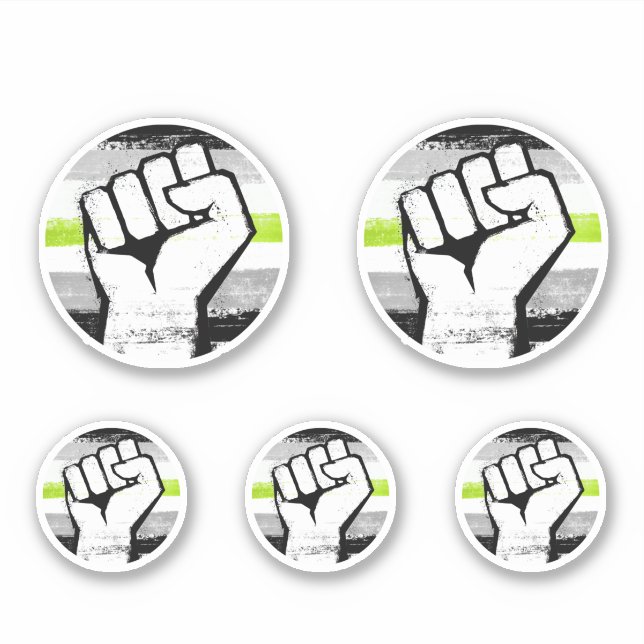 Agender Pride Fist Circle Print Sticker (Front)