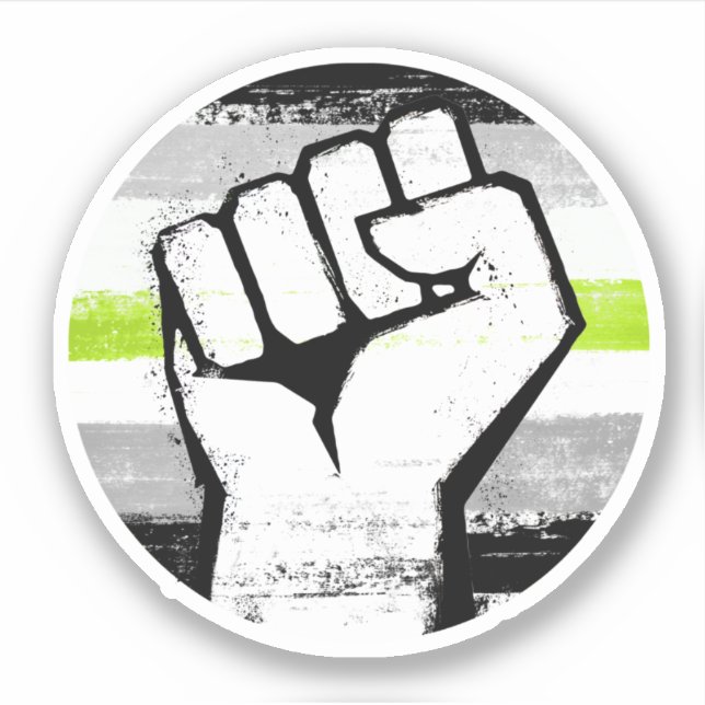 Agender Pride Fist Circle Print Sticker (Front)