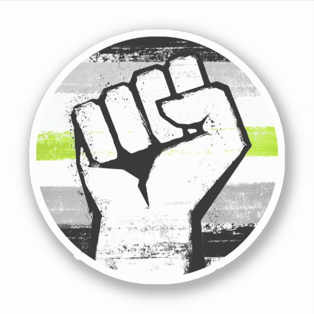 Agender Pride Fist Circle Print Sticker (Front)