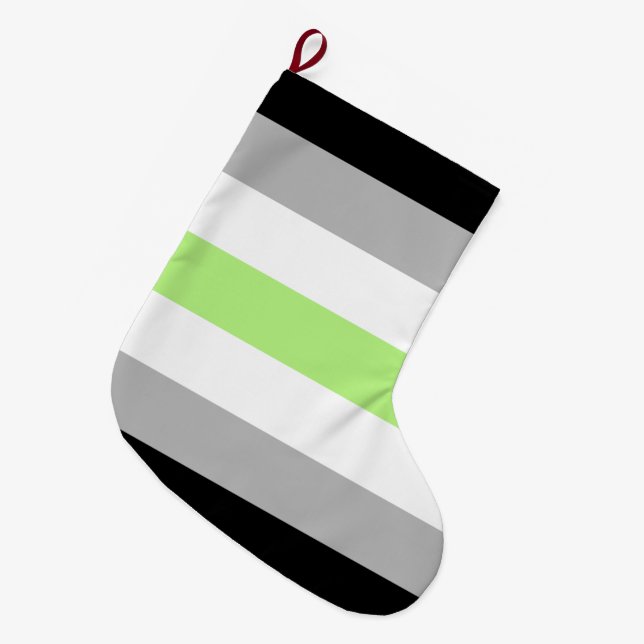 Agender Pride Flag Large Christmas Stocking (Front (Hanging))