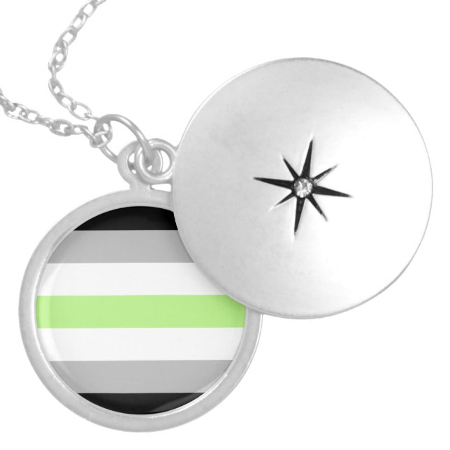 Agender Pride Flag Locket Necklace (Front)