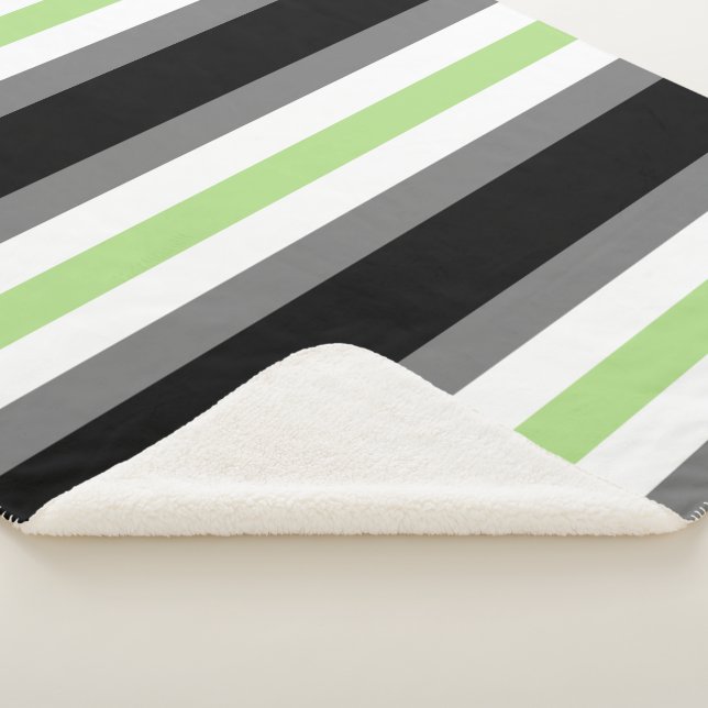 Agender Pride, LGBTQ Pride, Black Gray and Green Sherpa Blanket (3/4)
