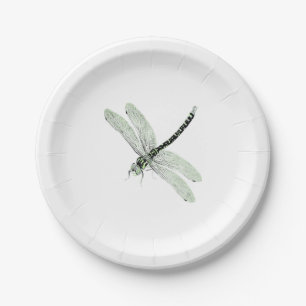 Agender Pride Vintage Dragonfly Art Paper Plates
