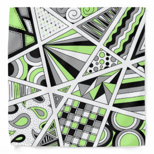 Agender Pride Zen Doodle Abstract Green Gray Black Bandana