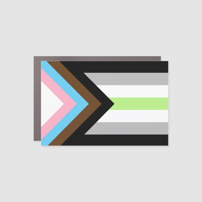 Agender Progress Pride Flag Car Magnet (Front)