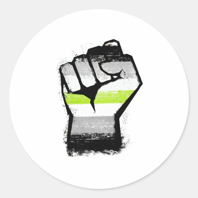 Agender Protest Fist Classic Round Sticker (Front)
