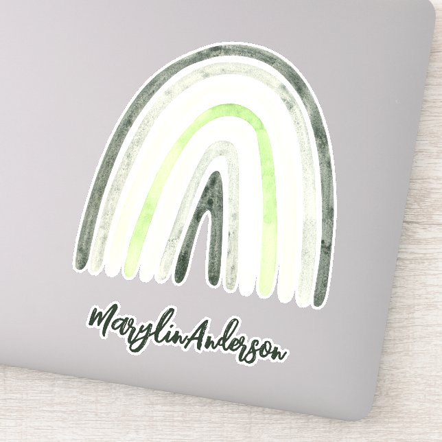 AGENDER WATERCOLOR RAINBOWS LGBTQ CUSTOM MONOGRAM  STICKER (Detail)