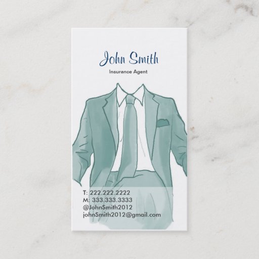 Customizable Agent in a Suit Drawing Profile Card Business Card Templates
