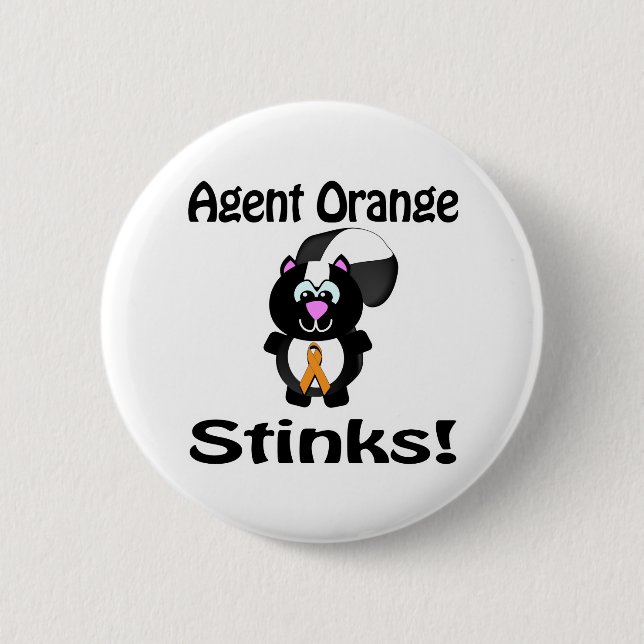 Agent Orange Stinks Skunk Awareness Design Pinback Button (Front)