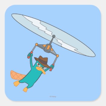 Agent P Flying Square Sticker by OtherDisneyBrands at Zazzle