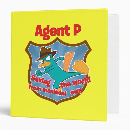 Agent P Saving the world from maniacal evil Badge 3 Ring Binder