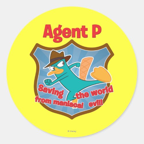 Agent P Saving the world from maniacal evil Badge Classic Round Sticker