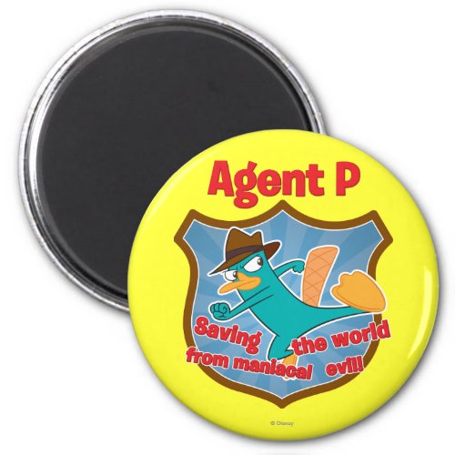 Agent P Saving the world from maniacal evil Badge Magnet