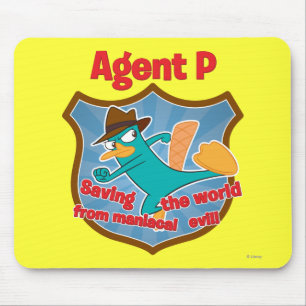Agent P Saving the world from maniacal evil Badge Mouse Pad