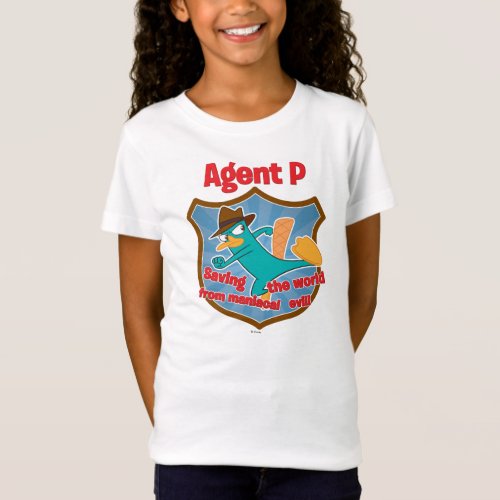 Agent P Saving the world from maniacal evil Badge T_Shirt
