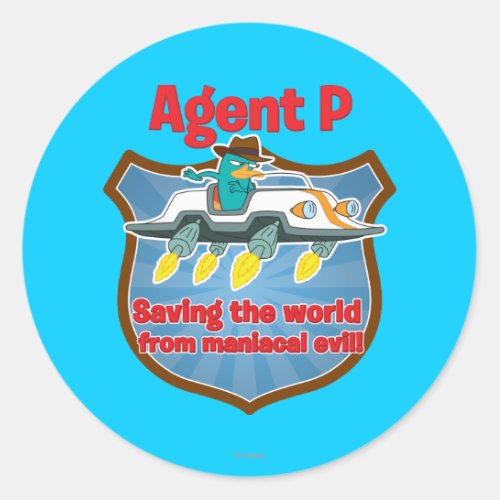 Agent P Saving the world from maniacal evil Car Classic Round Sticker