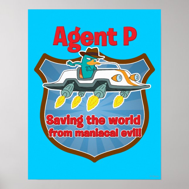 Agent P Saving the world from maniacal evil Car Poster (Front)