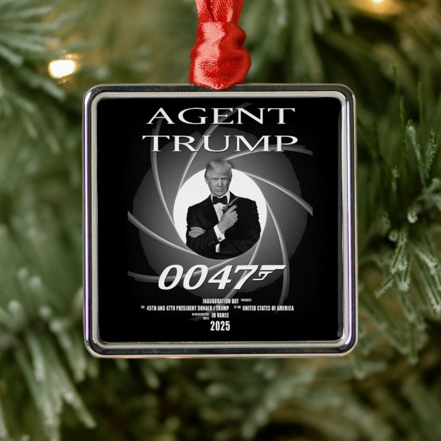 Agent President Donald Trump Inauguration Day 47 Metal Ornament (Tree)