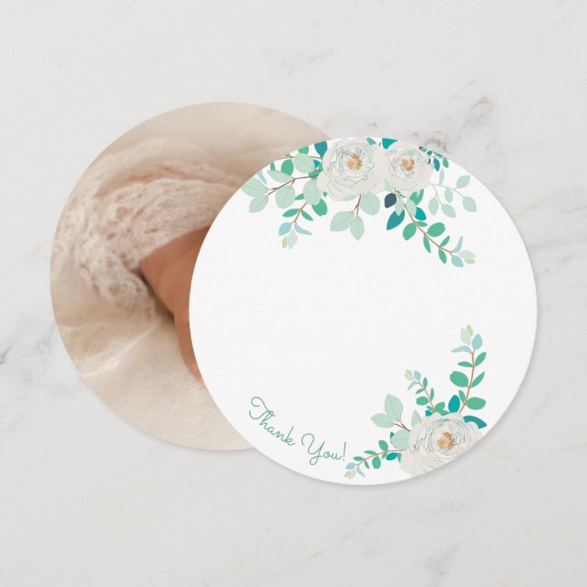 Aggela Round Photo Thank You Card (Front/Back)