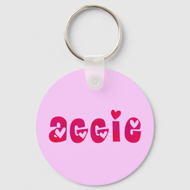 Aggie in Hearts Keychain (Front)