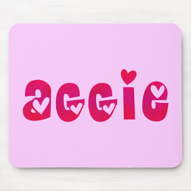 Aggie in Hearts Mouse Pad (Front)