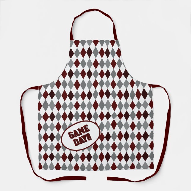 Aggie Maroon Argyle Pattern Game Day Apron (Front)