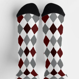 Aggie Maroon & Gray Argyle Pattern Socks