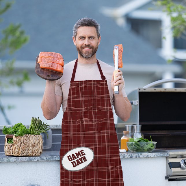 Aggie Maroon Plaid Pattern Game Day Apron (Creator Uploaded)