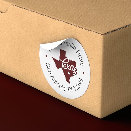 Aggie Maroon Texas Heart Cutout Address Label