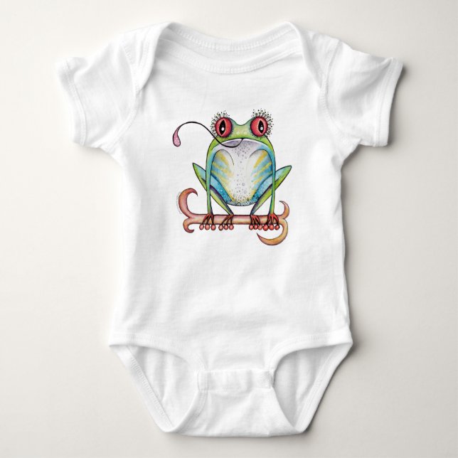'Aggie' the red eyed tree frog baby apparel Baby Bodysuit (Front)