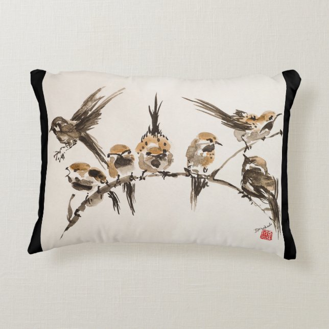 Aggravated Birds Polyester Accent Pillow 16" x 12" (Back)