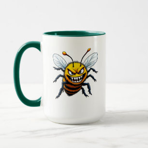 Aggressive Bee Cartoon Art Mug