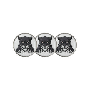 Aggressive Black Panther With Red Eyes Golf Ball Marker