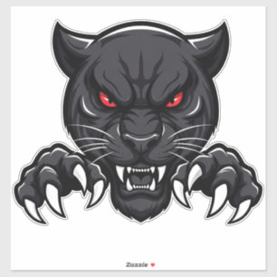 Aggressive Black Panther With Red Eyes Sticker
