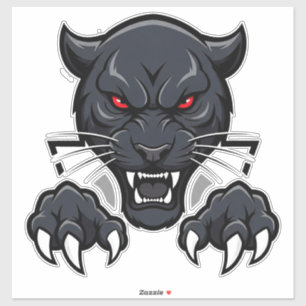 Aggressive Black Panther With Red Eyes Sticker