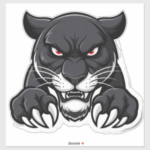 Aggressive Black Panther With Red Eyes Sticker