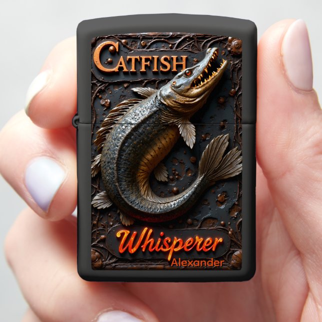 Aggressive Catfish Personalized Mud Monster Zippo Lighter (In Hand)