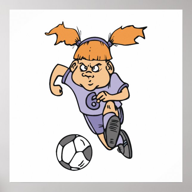 aggressive girl soccer player graphic poster (Front)