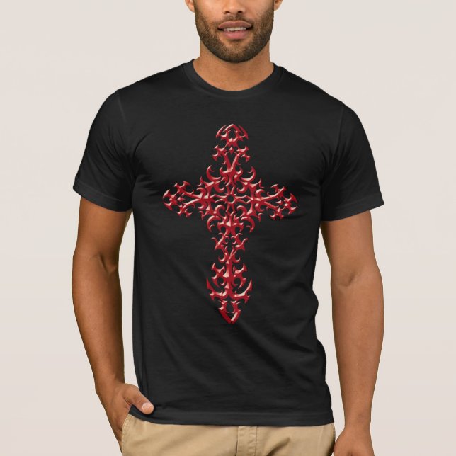 Aggressive Gothic Cross - red T-Shirt (Front)