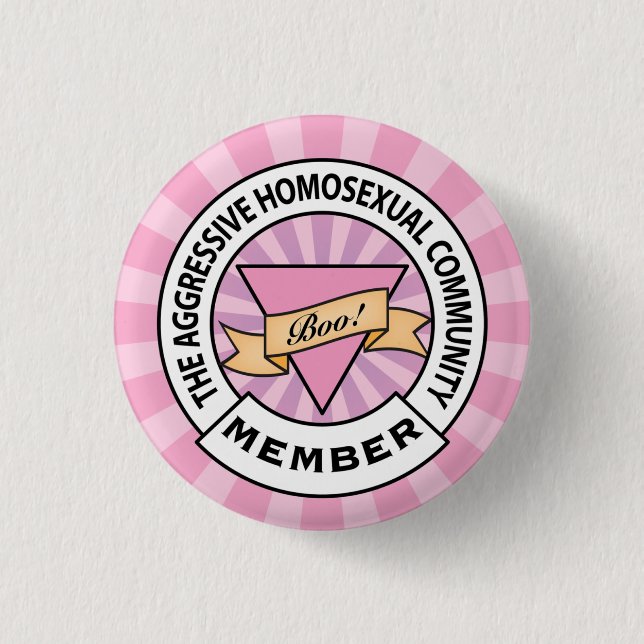 Aggressive Homosexual Community badge Pinback Button (Front)
