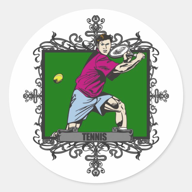 Aggressive Men's Tennis Classic Round Sticker (Front)