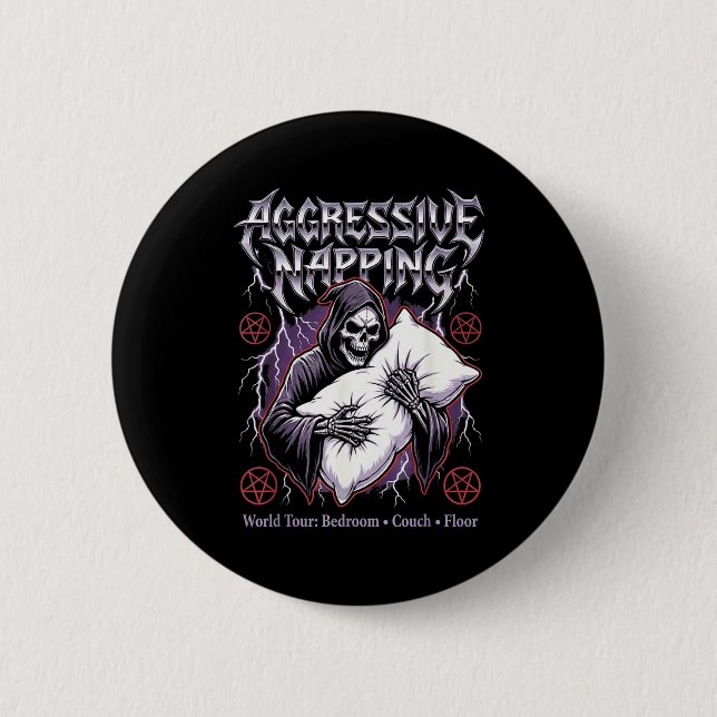 Aggressive Napng Funny Heavy Metal Grim Reaper Sle Button (Front)