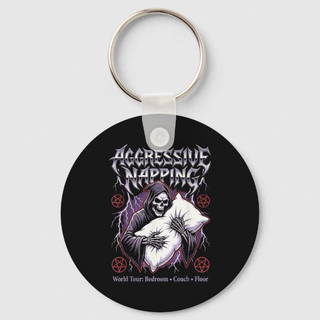 Aggressive Napng Funny Heavy Metal Grim Reaper Sle Keychain (Front)