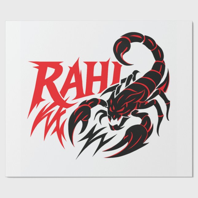 Aggressive Scorpion Logo with Name "RAHI" Wrapping Paper (Flat)