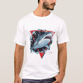 Aggressive Shark Illustration – Dynamic Ocean Pred T-Shirt
